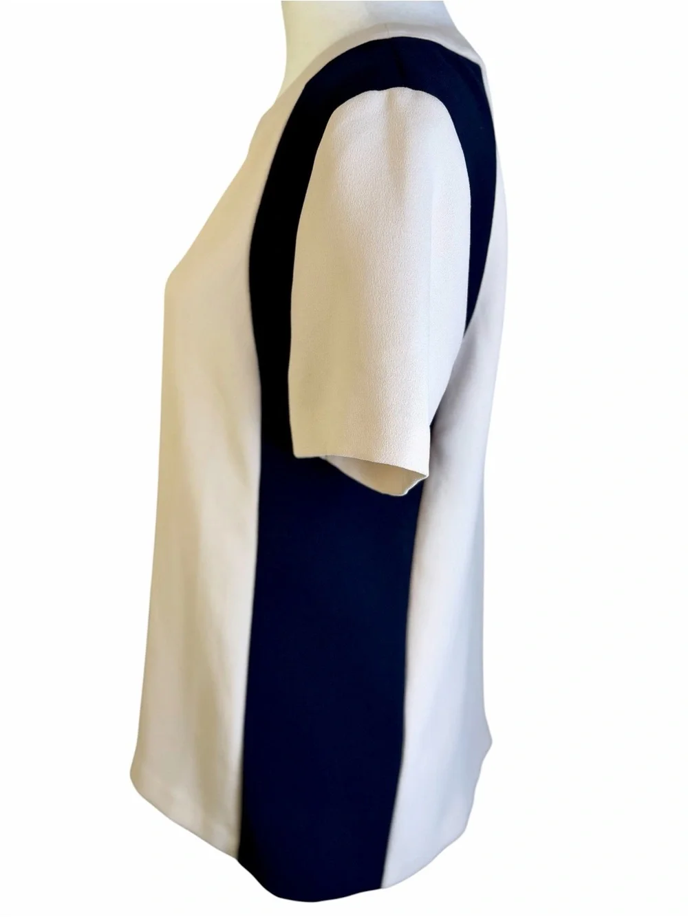 J. Crew Cream and Navy Short Sleeve Colorblock Top Size 6